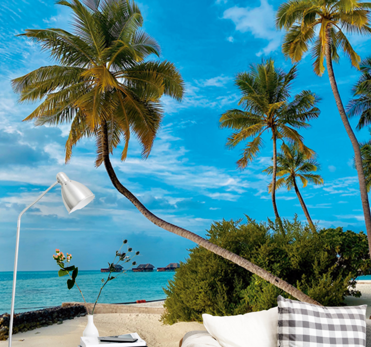Fotomurais flores Coqueiro na praia - TenStickers