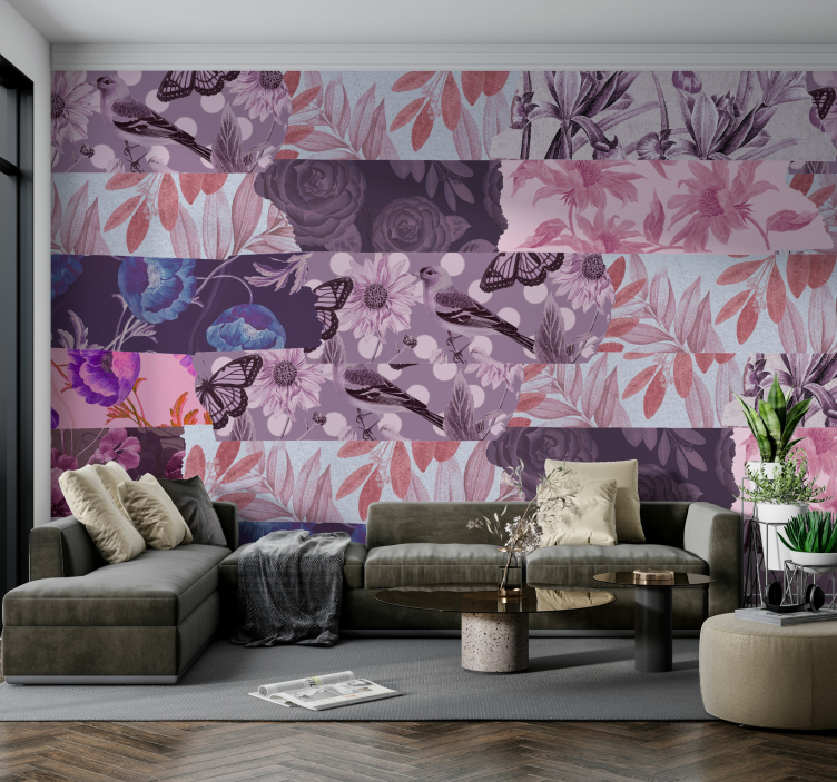 Fotomural para sala floral digital lavender - TenStickers