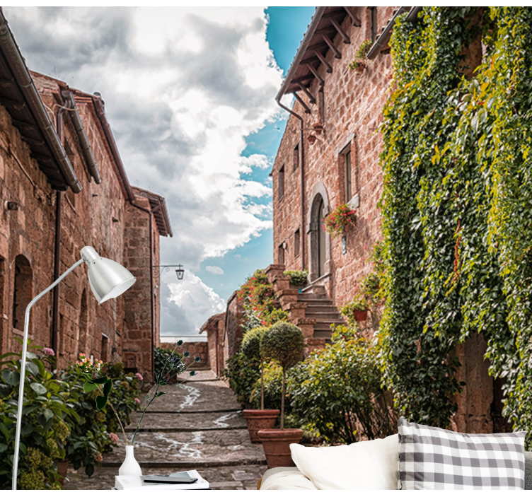 fotomural de parede da sala de estar de casa coberta de  - TenStickers