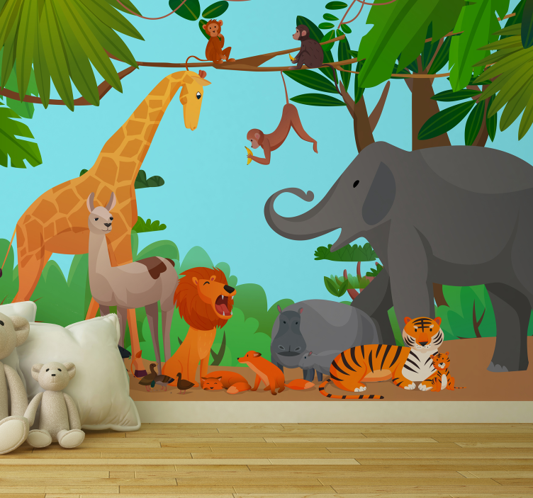 Fotomural infantil com animais da selva - TenStickers
