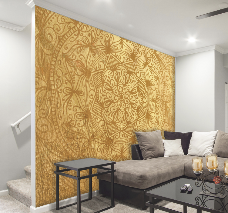 Impressionante mandala dourada fotomural - TenStickers