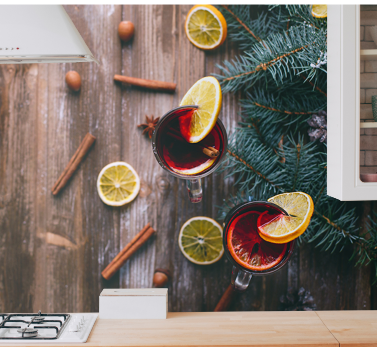 Fotomural para cozinha de vinho quente de natal - TenStickers