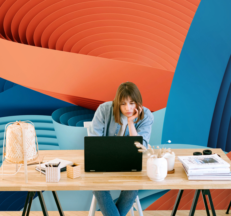 Mural de parede abstrato camadas de papel dinâmicas - TenStickers