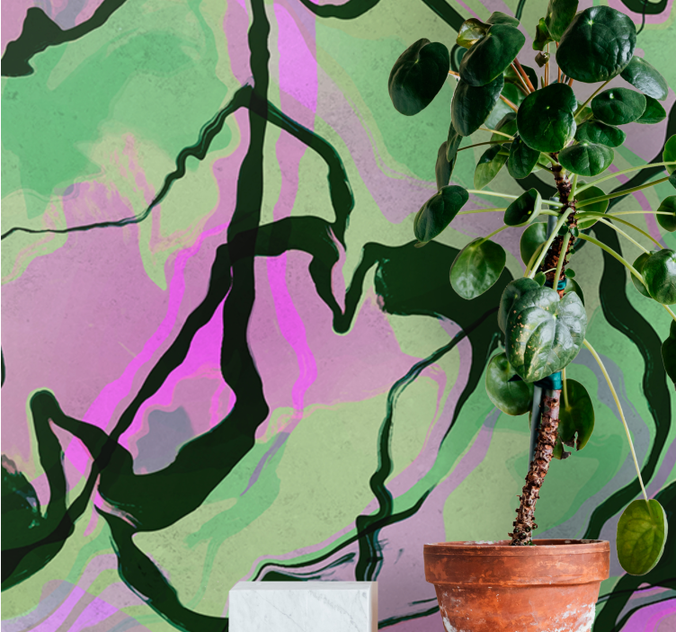 Mural de parede abstrato com composição de formas orgânicas - TenStickers