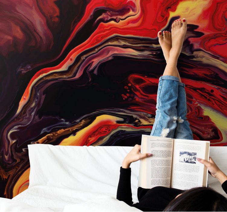 Mural de parede abstrato com padrões dinâmicos e fluidos - TenStickers