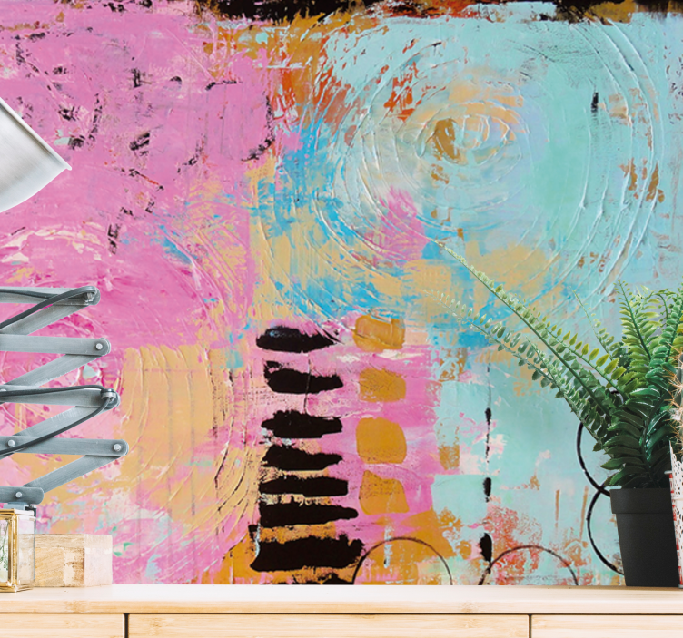 Mural de parede abstrato com redemoinhos coloridos - TenStickers