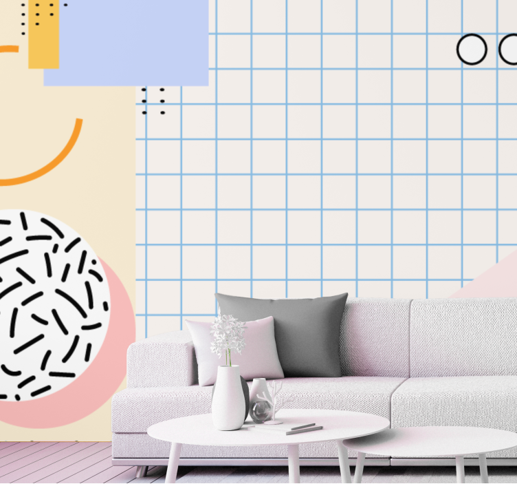 Mural de parede abstrato configuração de formas geométricas - TenStickers