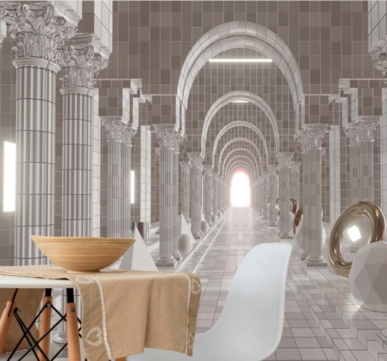 Mural de parede abstrato design de corredor arquitetônico - TenStickers