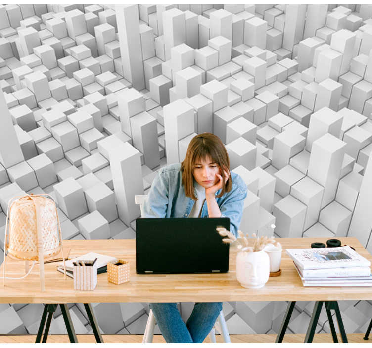 Mural de parede abstrato estruturas mono geométricas - TenStickers