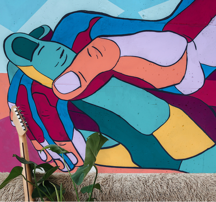 Mural de parede amor abraço de mãos coloridas - TenStickers