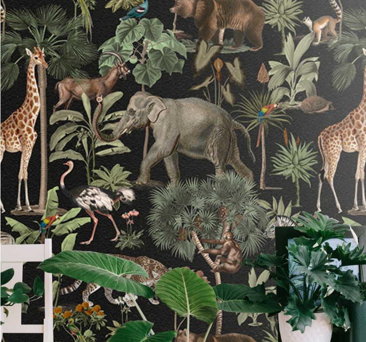 Mural de parede animais cena da selva selvagem - TenStickers