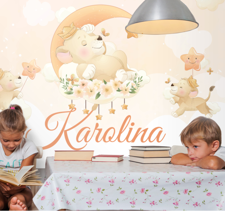 Mural de parede animais cena de leão sonhador - TenStickers