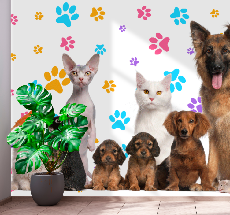 Mural de parede animais companheiros felizes de pets - TenStickers
