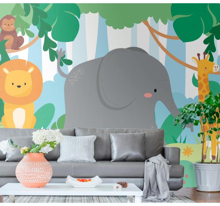 Mural de parede animais da selva amigáveis - TenStickers