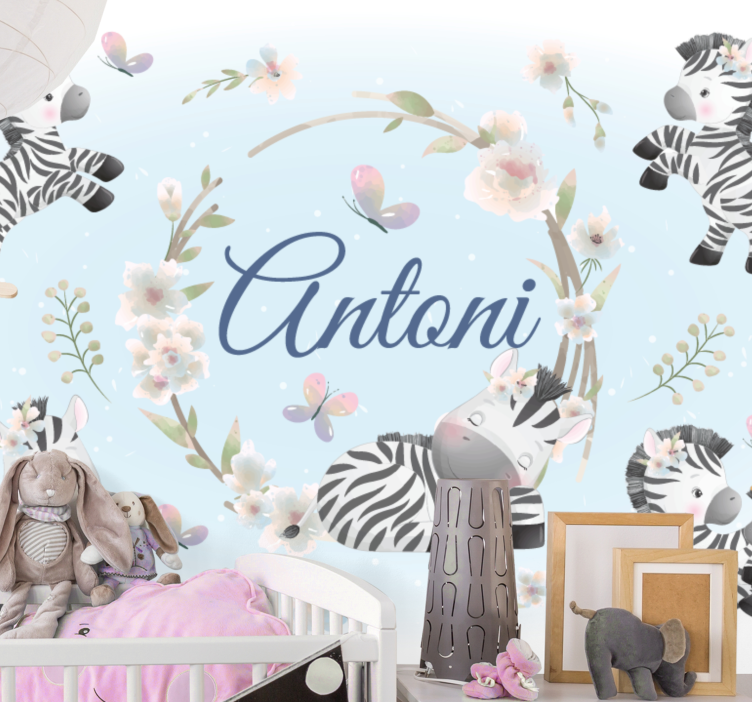 Mural de parede animais design de brincadeira com zebra - TenStickers