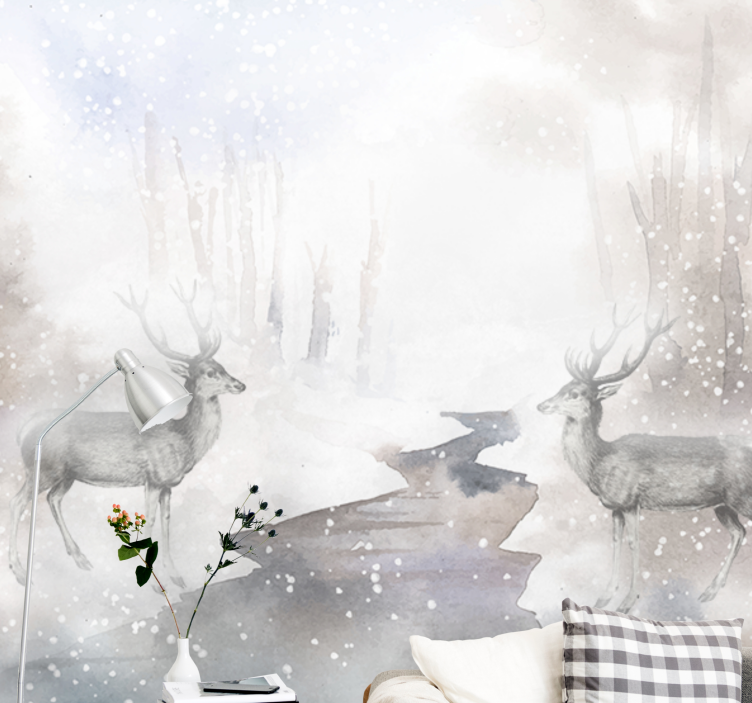 Mural de parede animais encontro com cervos majestosos - TenStickers