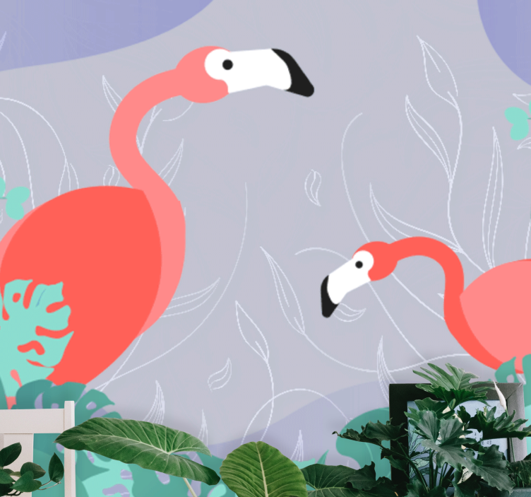 Mural de parede animais família de flamingos - TenStickers