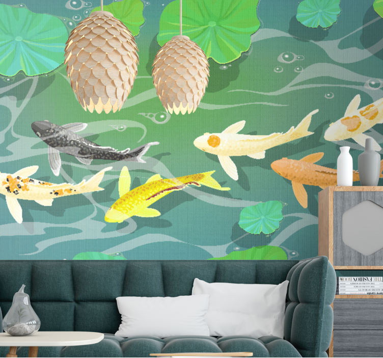 Mural de parede animais lago de peixes koi - TenStickers