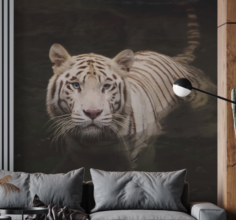 Mural de parede animais olhar de tigre branco - TenStickers
