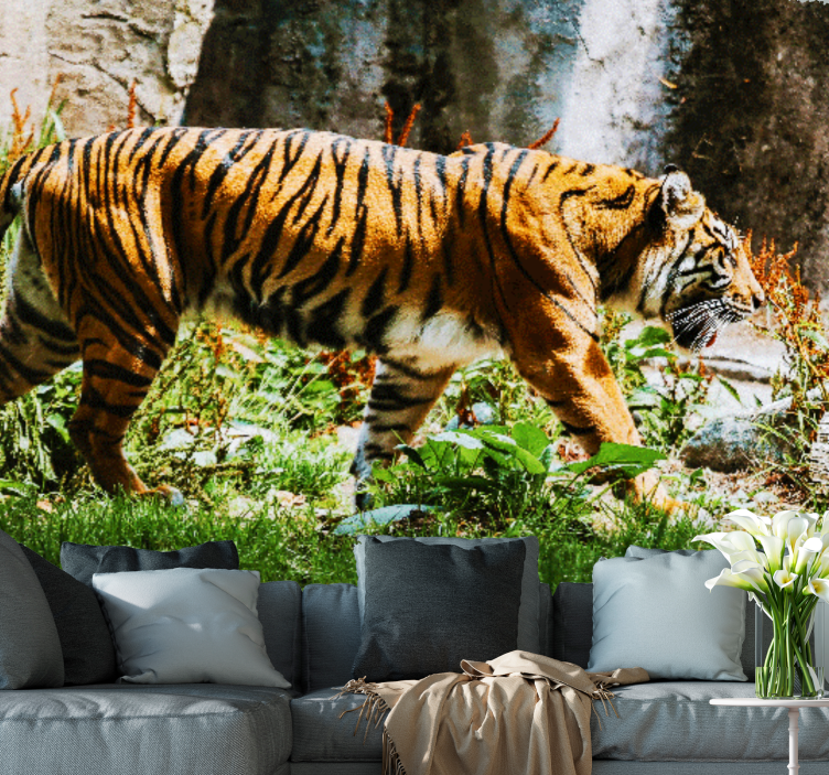 Mural de parede animais tigre majestoso caminhando - TenStickers