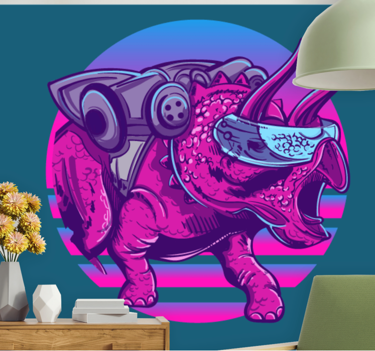 Mural de parede animais tricerátopo futurista - TenStickers