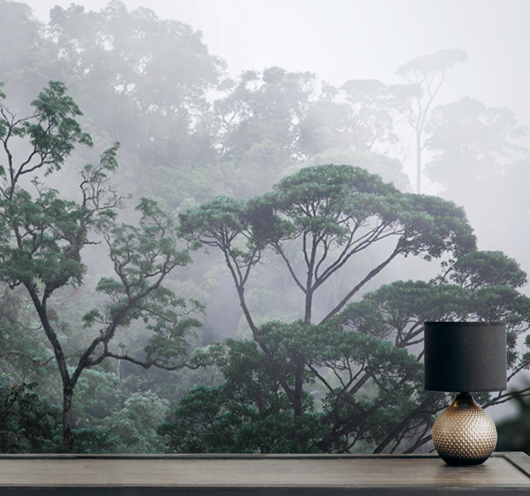 Mural de parede bosques paisagem de floresta nevoenta - TenStickers