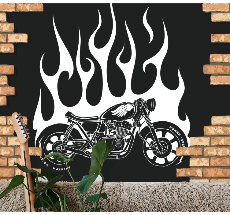 Mural de parede carros chamas de motocicleta - TenStickers