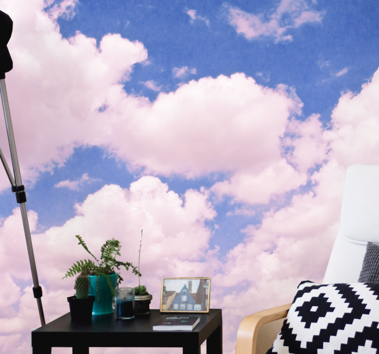 Mural de parede céu nuvens rosa fofas - TenStickers
