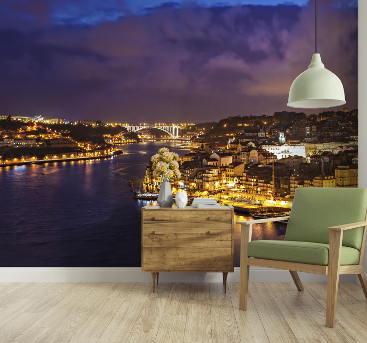 Fotomural de cidades e países Noite do Porto - TenStickers