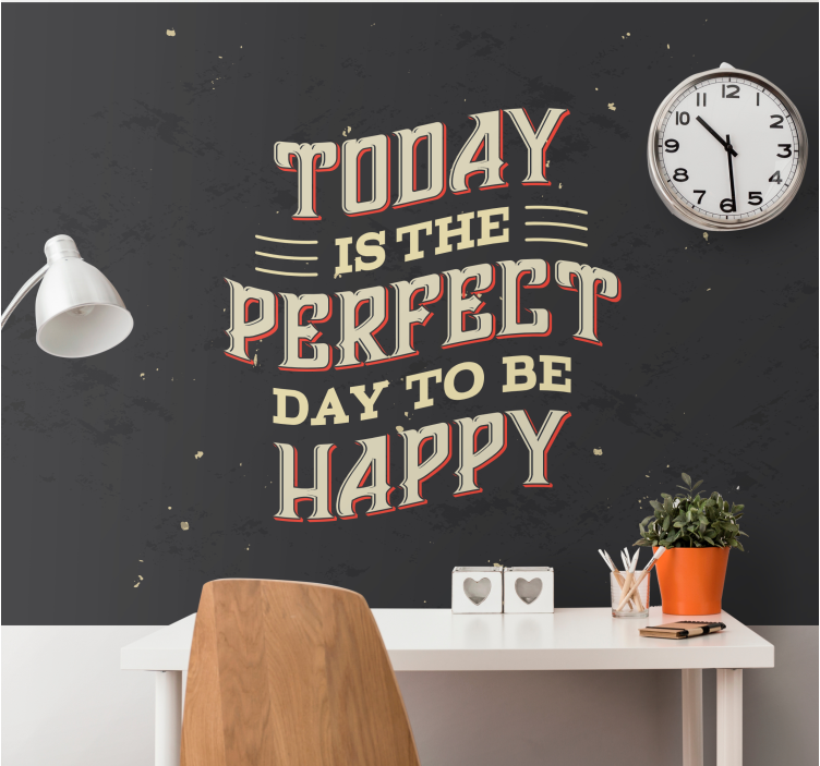 Mural de parede com frases dia perfeito para ser feliz - TenStickers