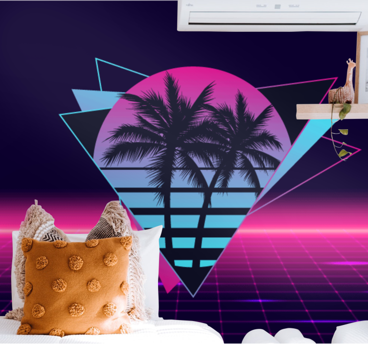 Mural de parede com frases geometria de palms retrô - TenStickers