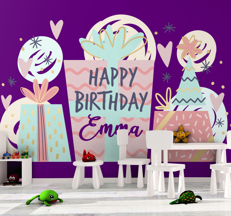 Mural de parede com frases para celebração de aniversário - TenStickers
