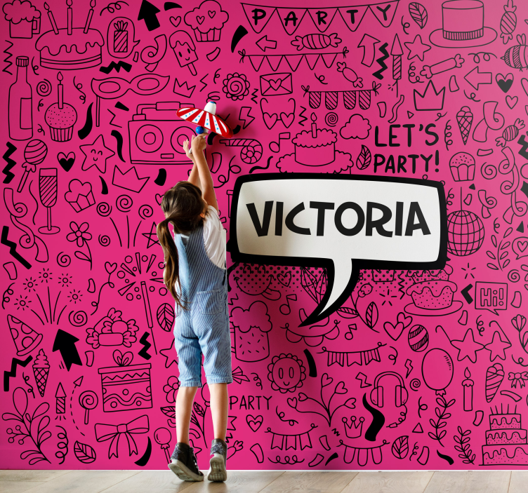 Mural de parede com frases vamos celebrar a festa - TenStickers