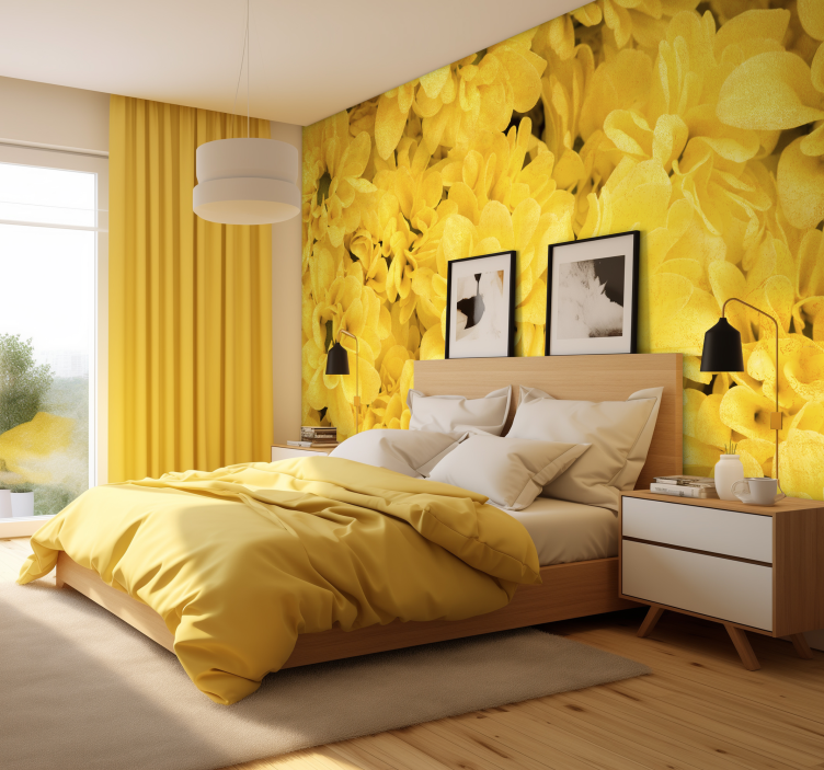 Mural de parede amarelo pétalas de flores - TenStickers