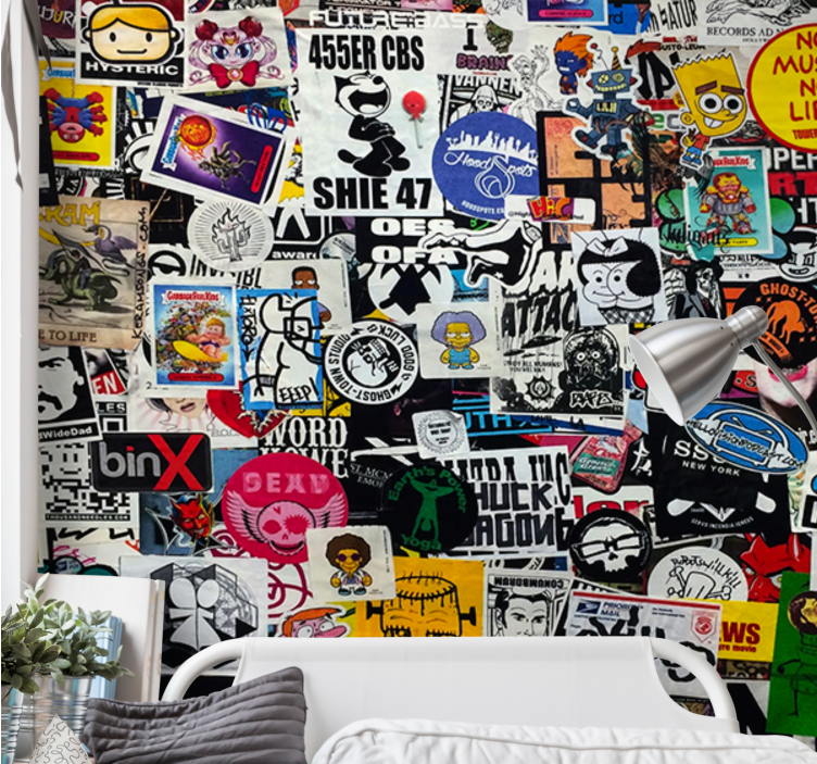 Mural de parede de arte urbana colagem de adesivos coloridos - TenStickers