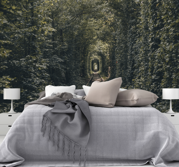 Fotomural de natureza túnel ferroviário de árvores - TenStickers