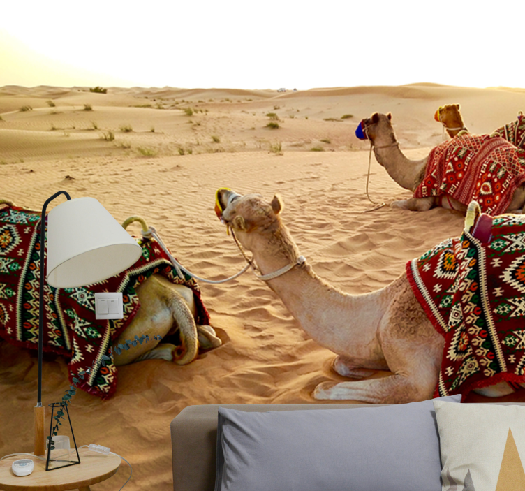 Mural de parede desertos camelos no deserto - TenStickers