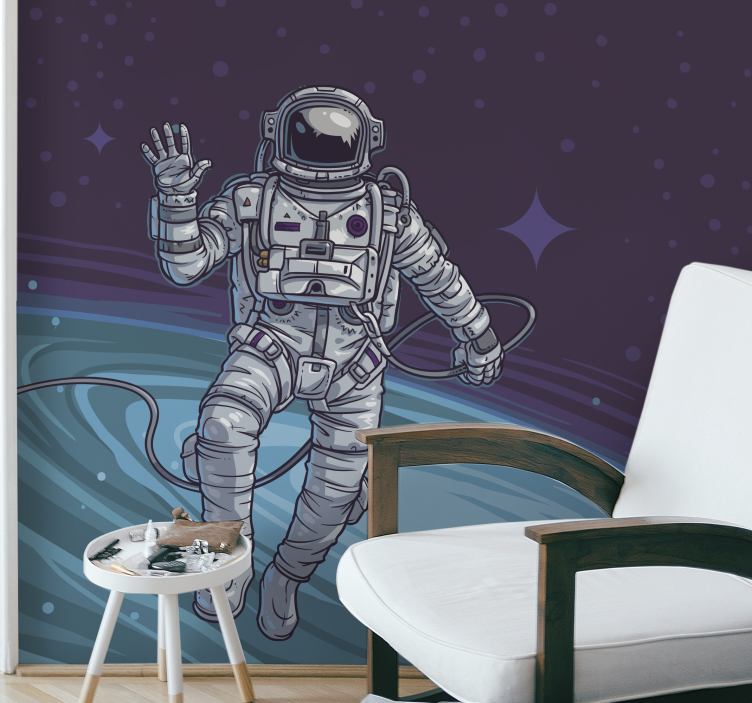 Mural de parede espaço astronauta flutuando para longe - TenStickers