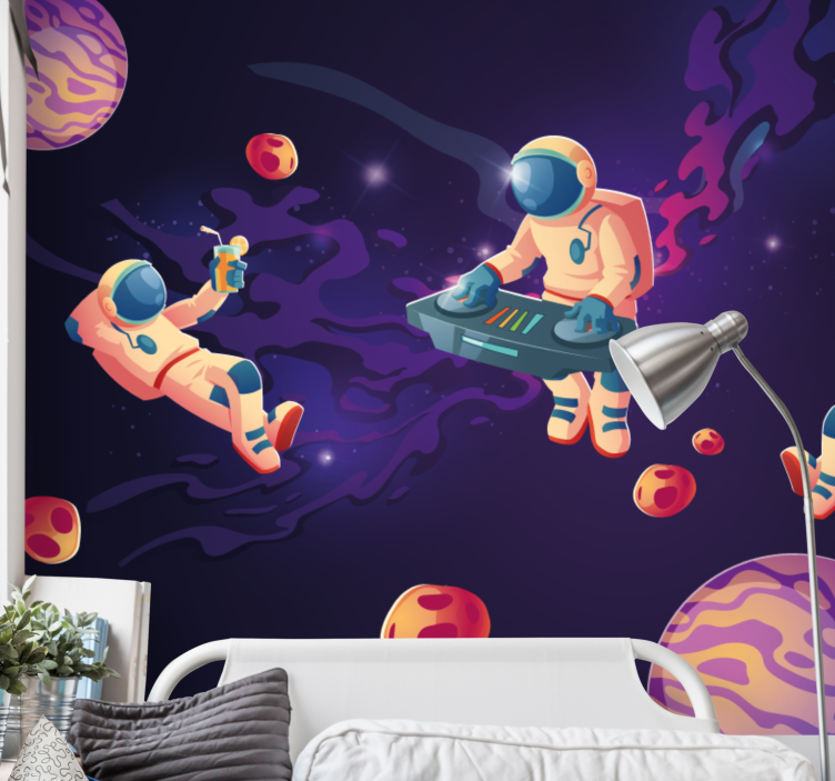 Mural de parede espaço astronautas no espaço - TenStickers