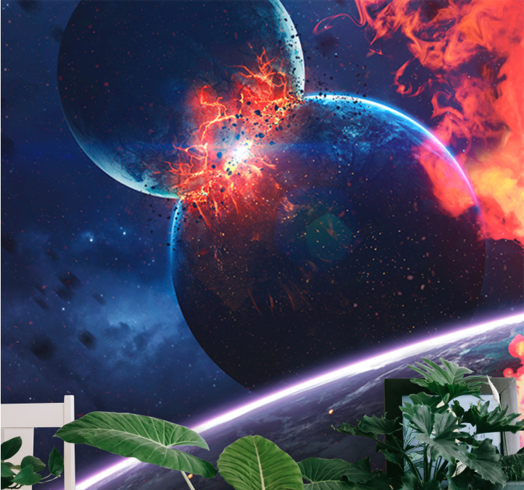 Mural de parede espaço colisão cósmica explosiva - TenStickers