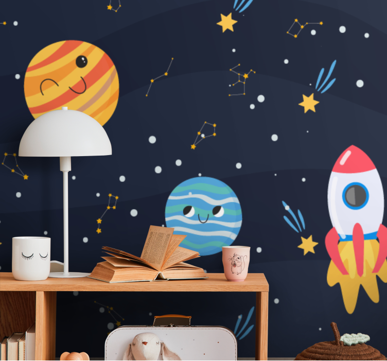 Mural de parede espaço exploração planetária divertida - TenStickers