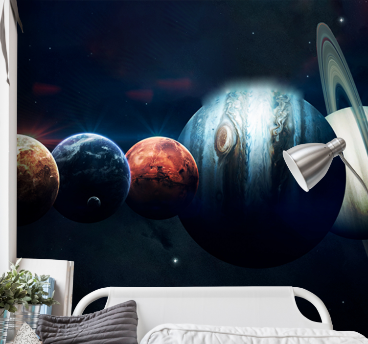 Mural de parede espaço planetas em órbita - TenStickers