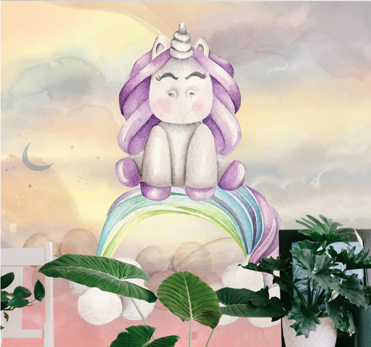 Mural de parede fantasía arco-íris de unicórnio fofo - TenStickers