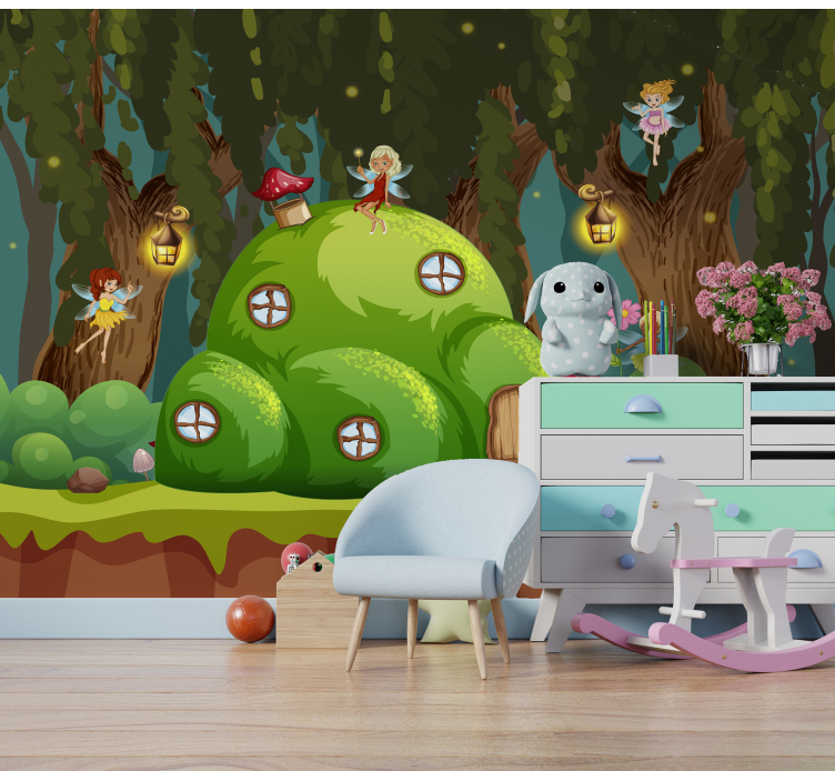 Mural de parede fantasía fada floresta encantada - TenStickers