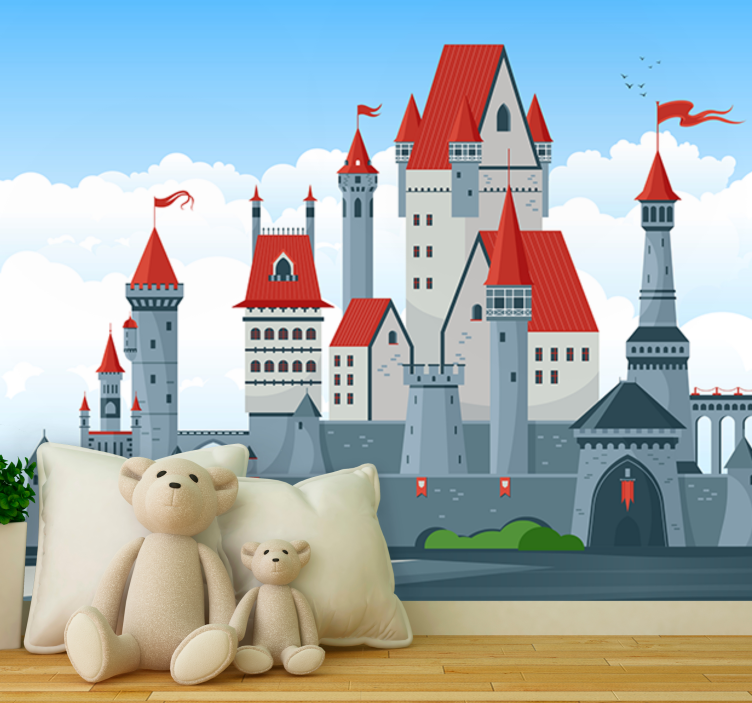 Mural de parede fantasía castelo com telhados vermelhos - TenStickers