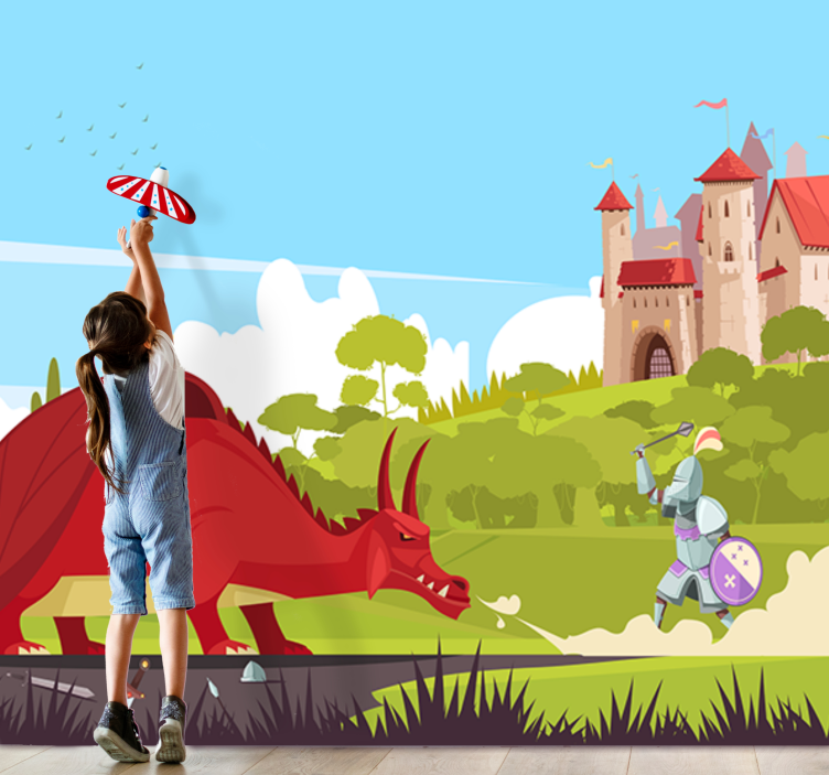 Mural de parede fantasía encontro com dragão fantástico - TenStickers