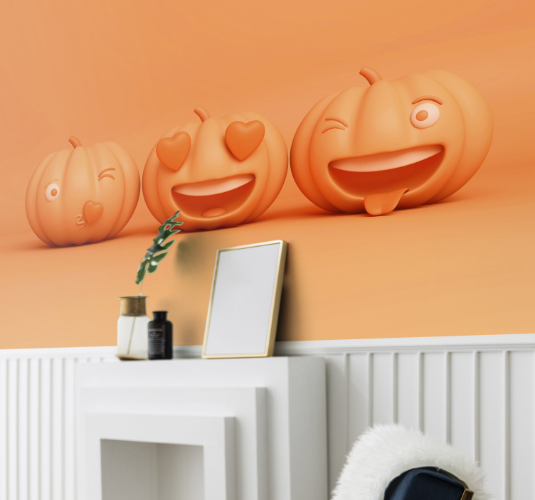 Mural de parede halloween caras engraçadas de abóbora - TenStickers