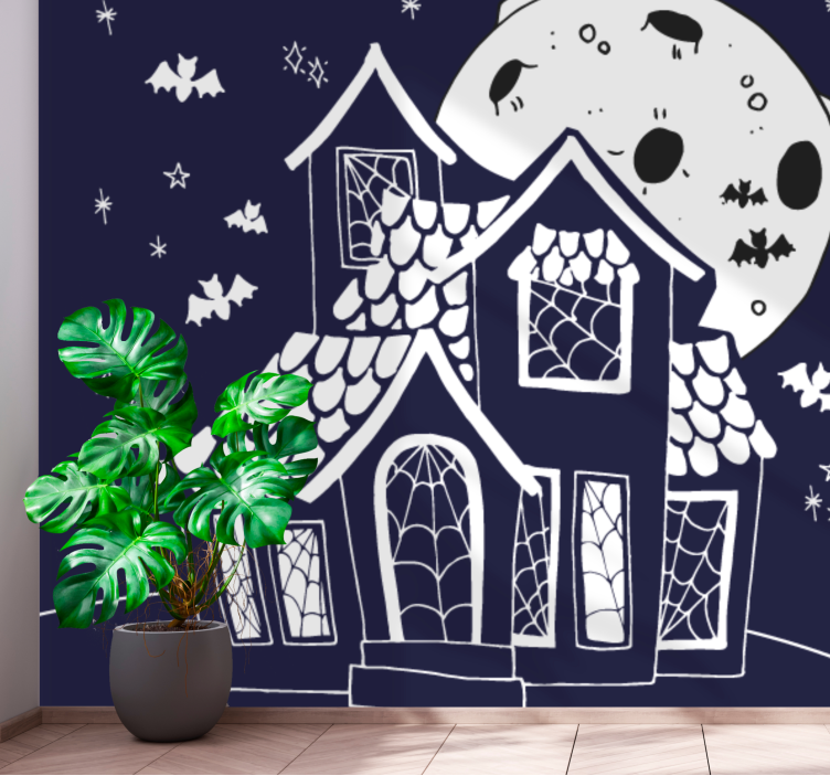 Mural de parede halloween casa assombrada espooky - TenStickers