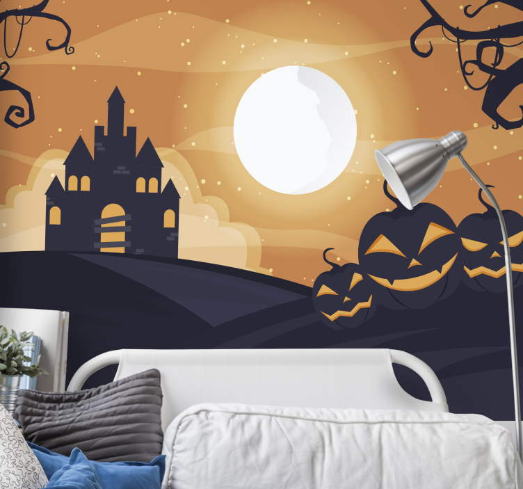 Mural de parede halloween castelo mal assombrado noite - TenStickers