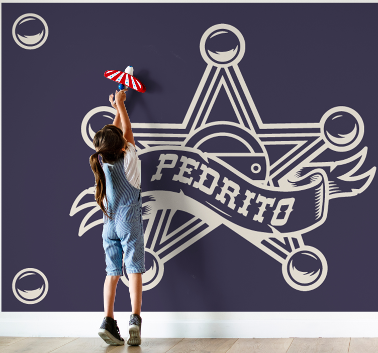 Mural de parede infantil emblema de xerife personalizado - TenStickers